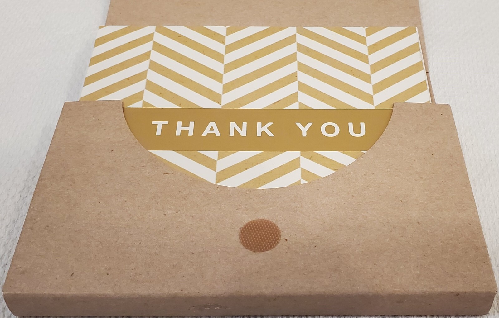 NEW Hallmark – Gold and White Chevron Thank You Note Cards (10 Cards/Envelopes) 