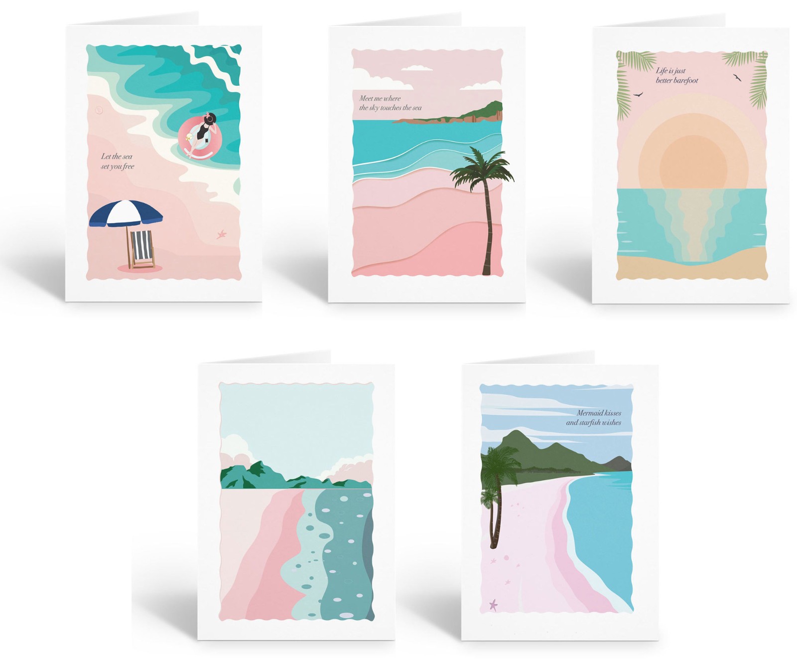 Assorted Blank Beach Note Cards, 10 cards w/Envelopes – Size 4.25″ x 5.5″