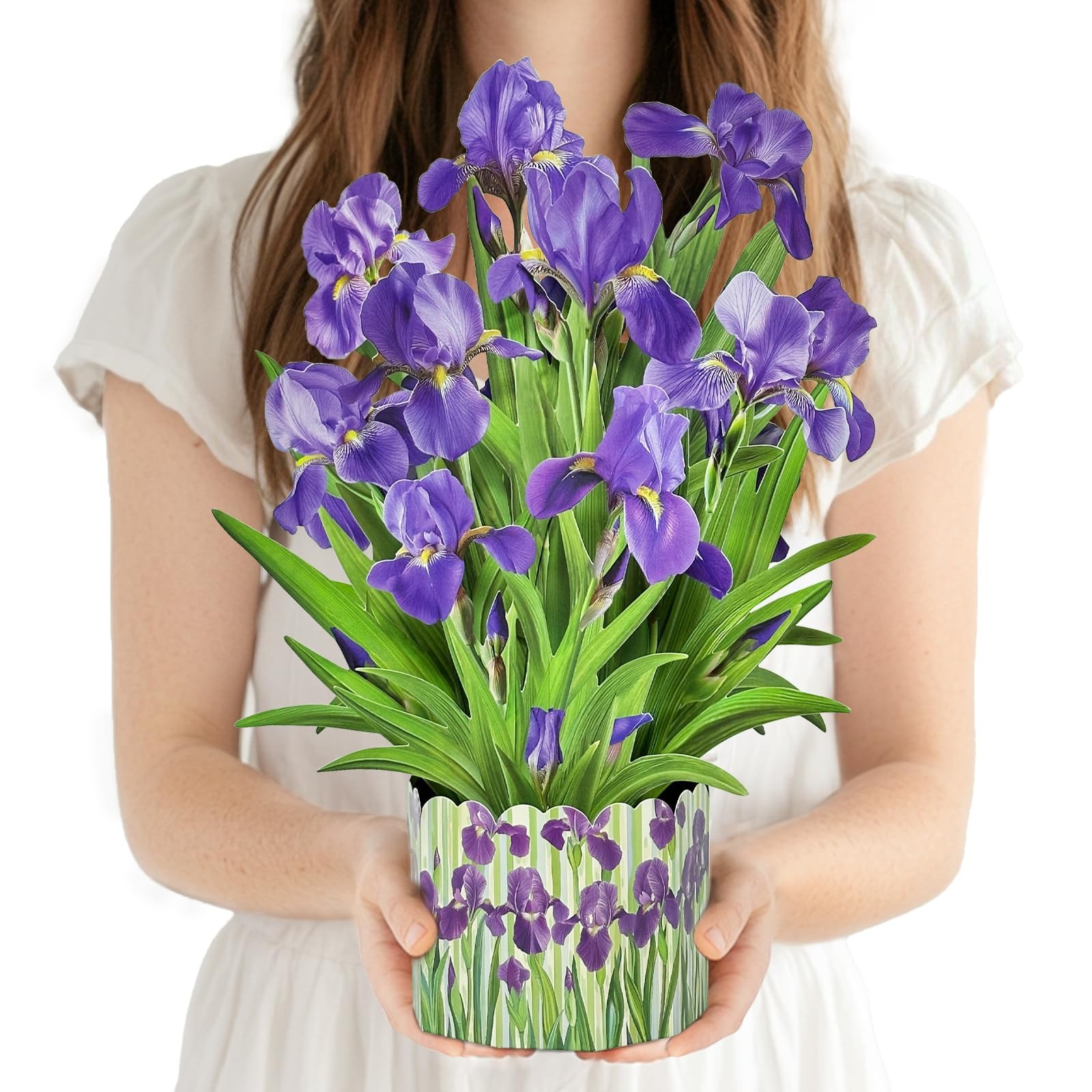 3D Greeting Cards 16″ Iris Paper Flower Bouquet Gifts for Women Mom Wife
