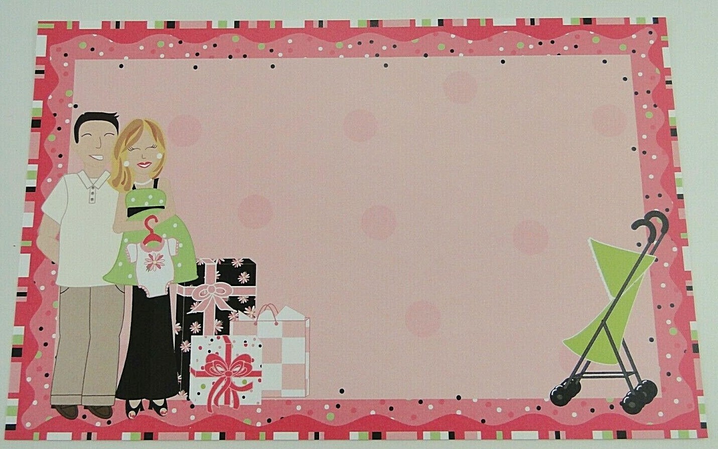 25 Baby Shower Invitations Girl Pink Black Stripe Mom Dad