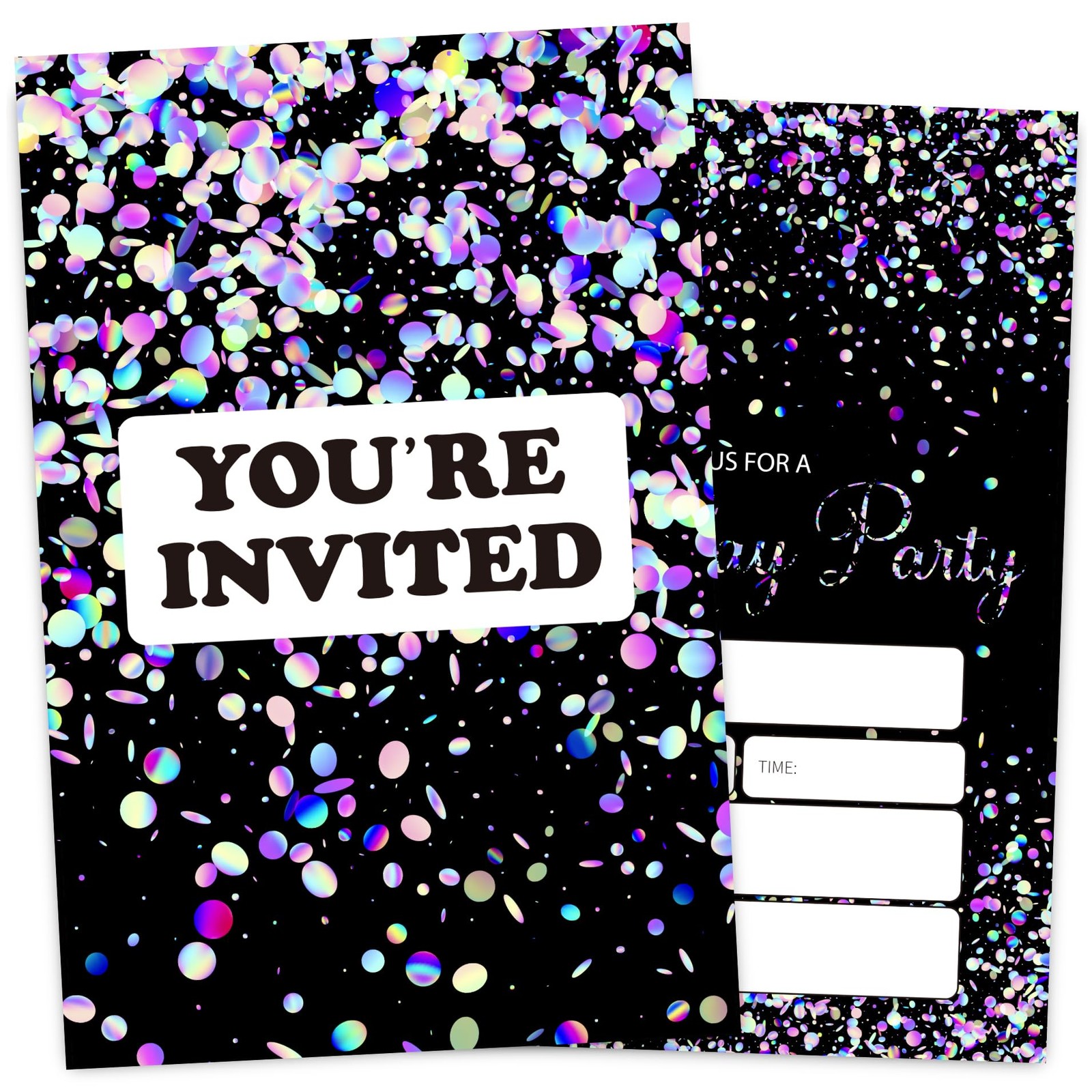 30 PCS Simple Birthday Invitation Card Black Glitter Party Invites 4×6 Inch