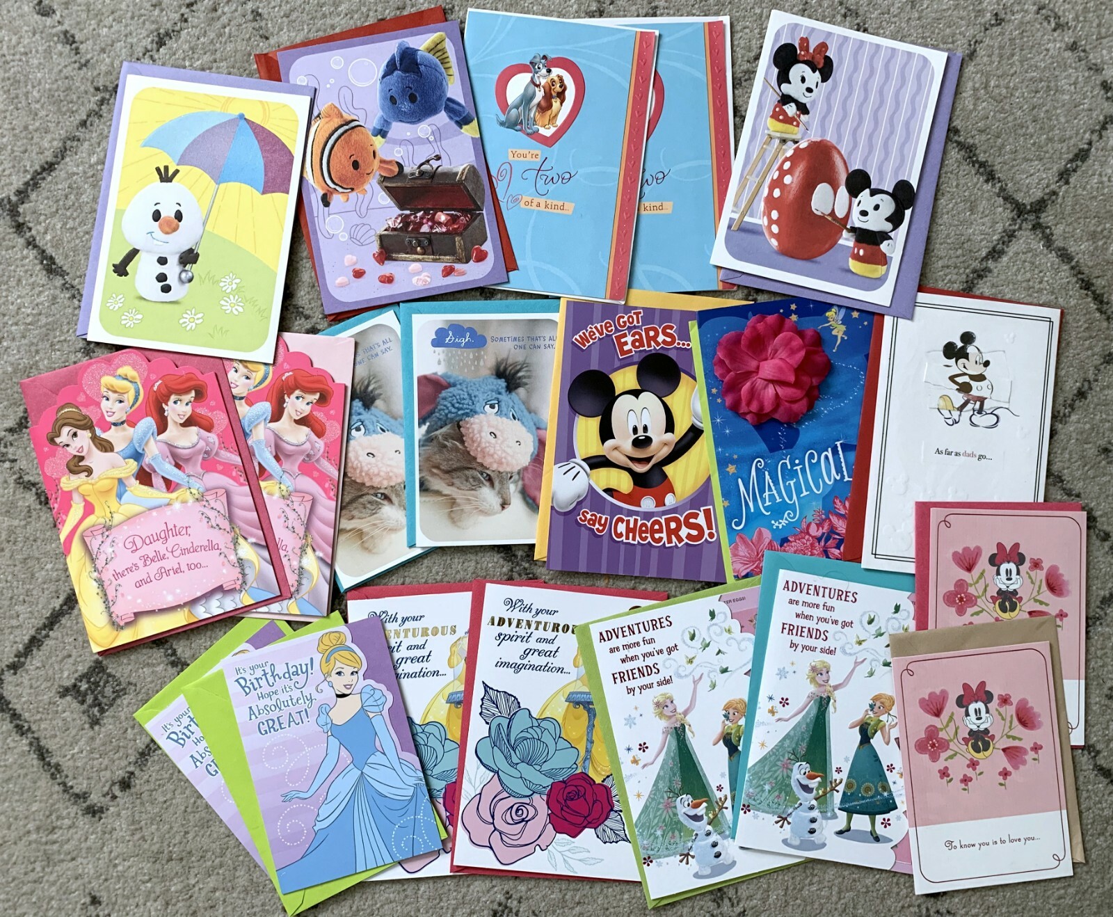 20 MIXED LOT DISNEY CARDS Hallmark American Holiday Greeting Assorted Occasion