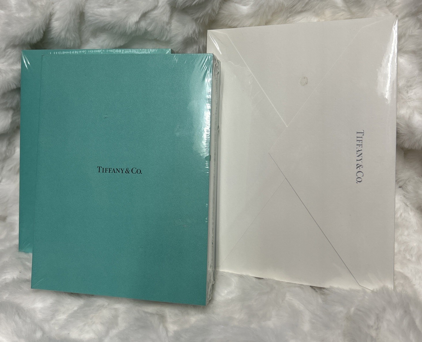 Set Of 50 Blank Tiffany & Co. Teal Blue Cards With White Envelopes