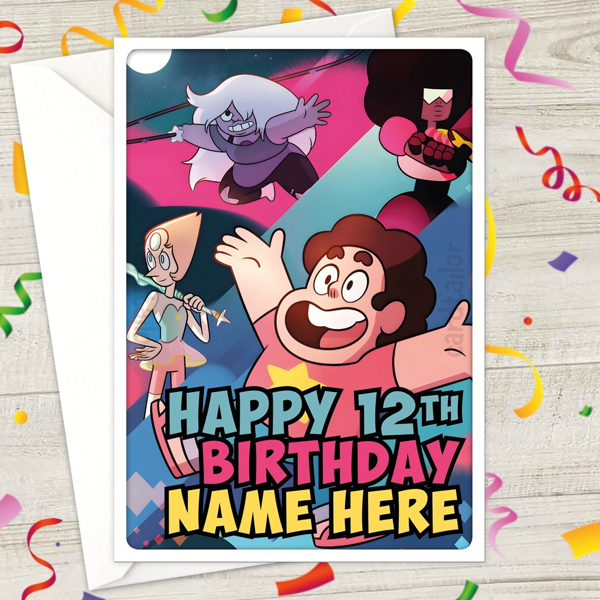 STEVEN UNIVERSE Personalised Birthday Card – personalized garnet amethyst pearl