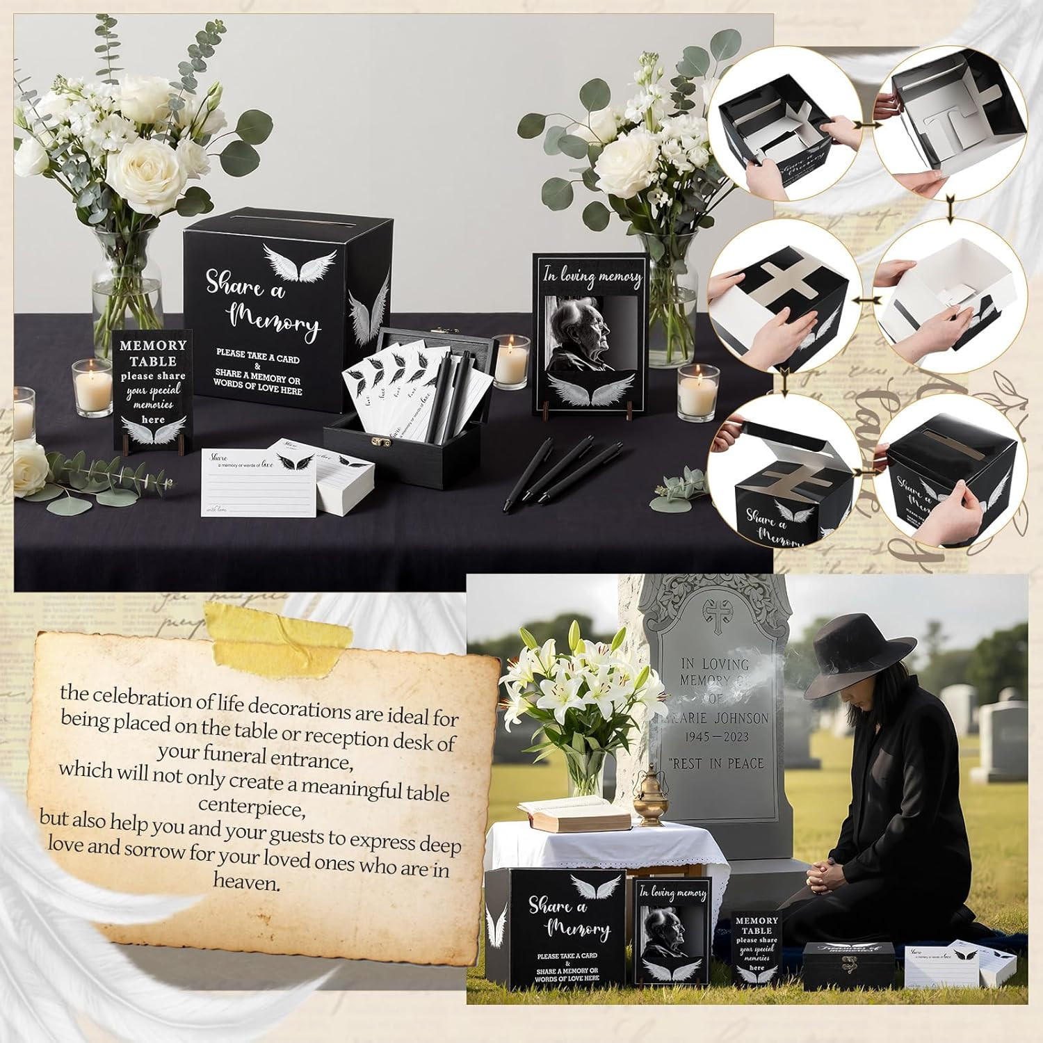 Share a Memory Cards Set for Celebration of Life Decoration Memorial Obituary Ca