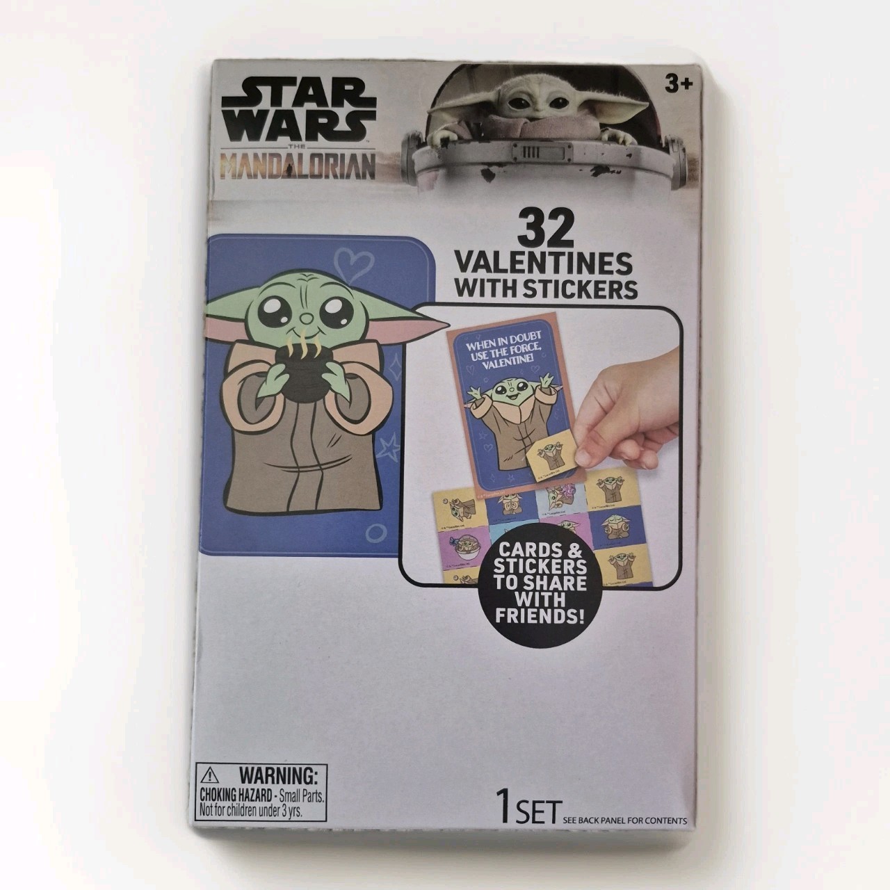Star Wars Mandalorian 32 Valentines Cards w/ Grogu Stickers