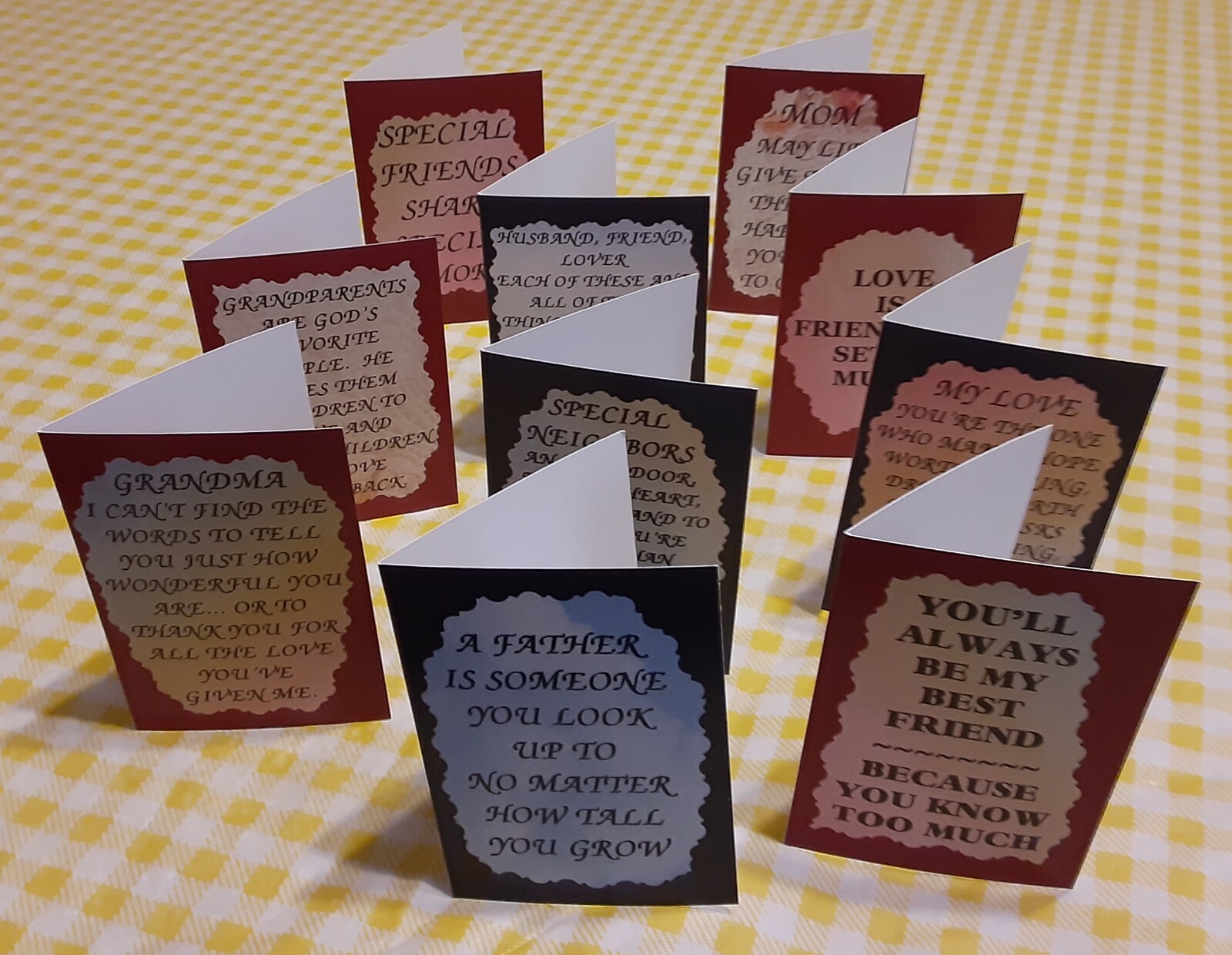 Set of 6 Love Note Cards Greeting Cards Blank Inside Inspirational Friendship #2