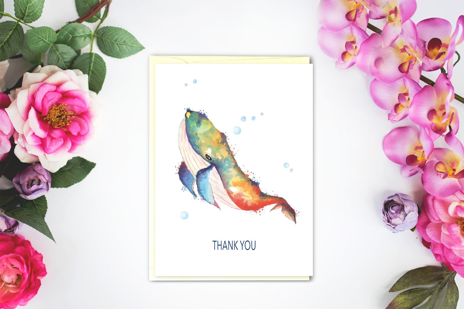Humpback Whale Thank You Note Cards, 10 cards w/Envelopes – Size 4.25″ x 5.5″