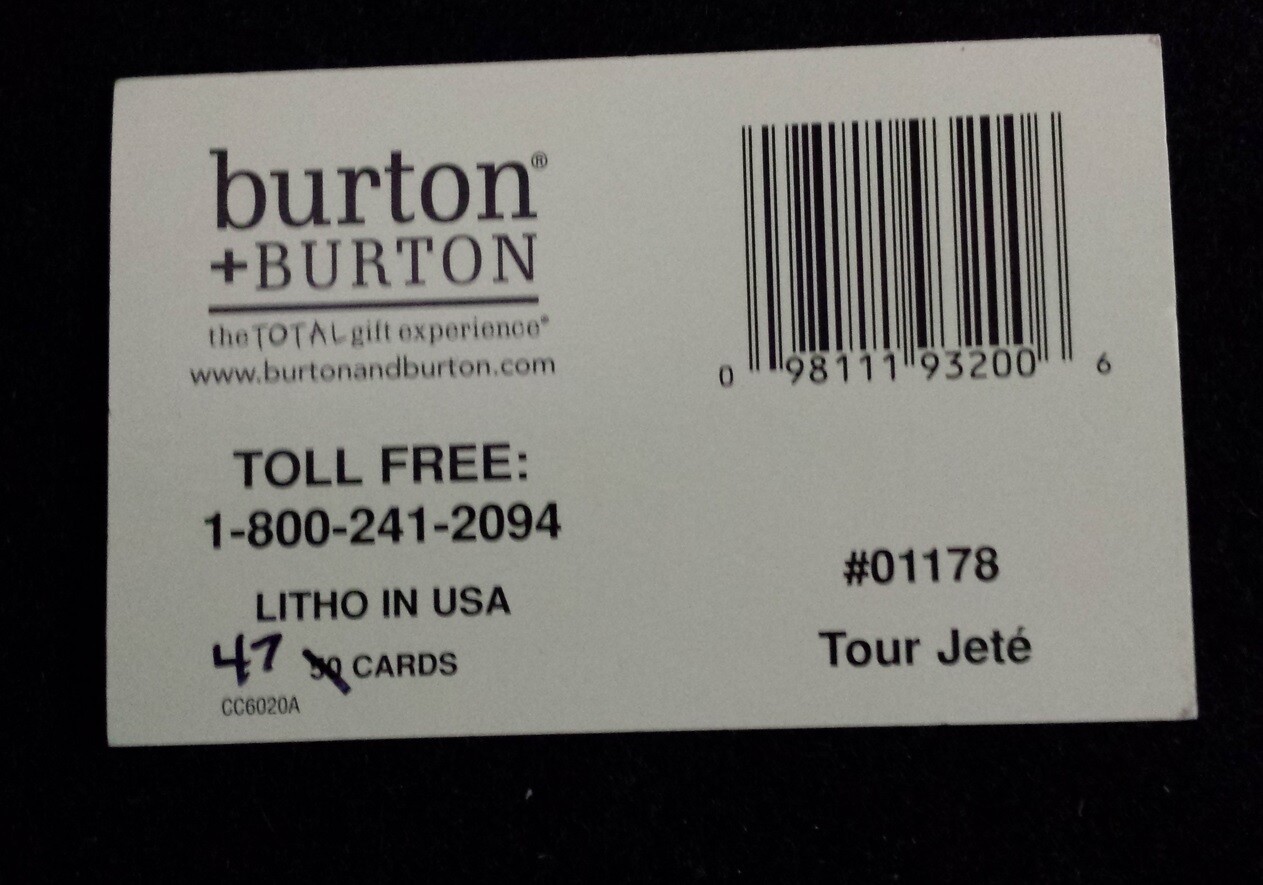 Florist Enclosure Cards 47CT Tour Jete’ Dance Theme Pink Bow Burton & Burton
