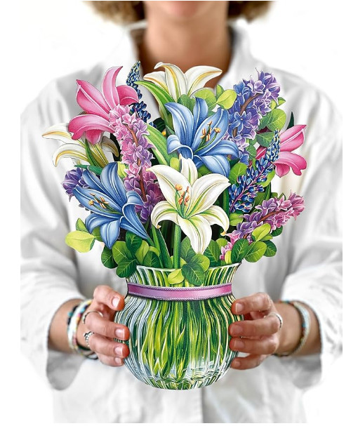 Fresh Cut Lilies & Lupines Life Sized Pop up Flower Bouquet with Note Card