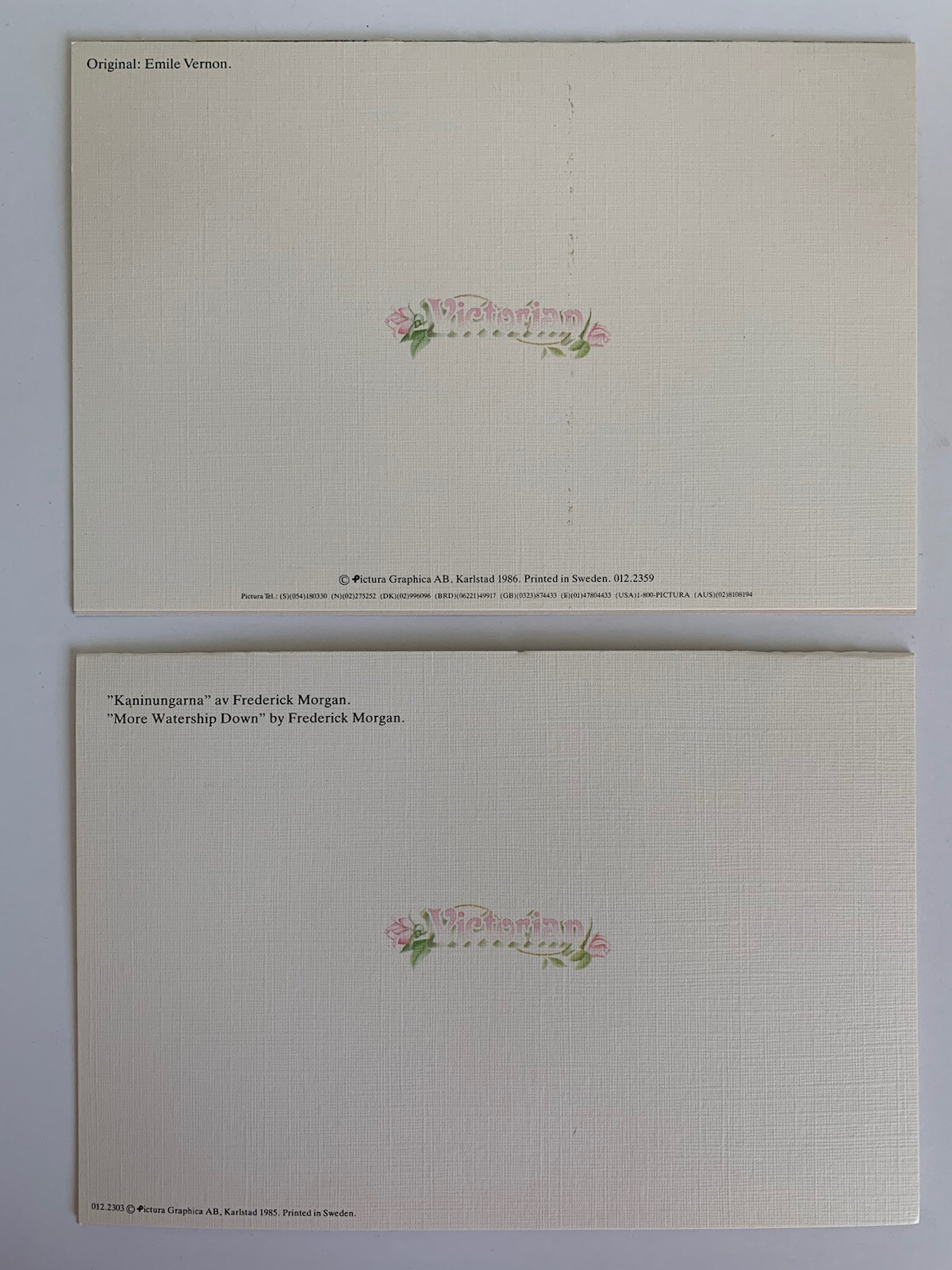 Vintage Victorian Greeting Cards Romantic Easter 1986 Printed In Sweden LOT OF 2