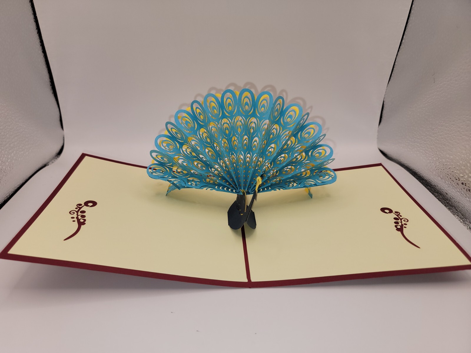 Pop Up Peacock Blue/Yellow Greeting Card #66/67
