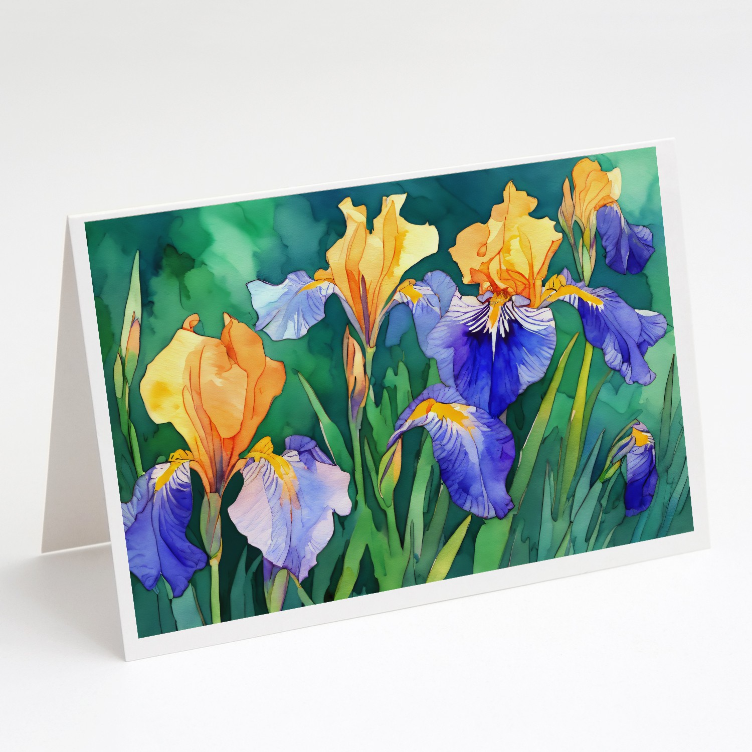 Caroline’s Treasures Tennessee Iris in Watercolor Greeting Cards Pack of 8