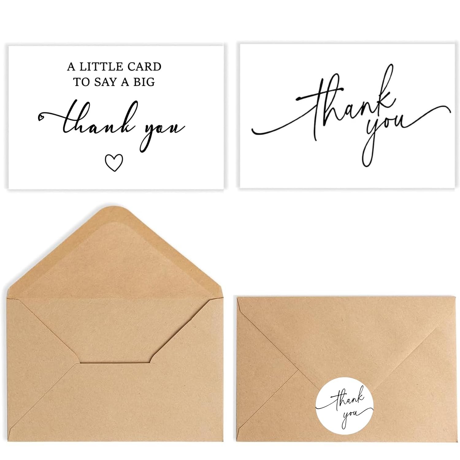 Sutjxc 104 PCS Thank You Cards With Envelopes,4×6 Inch Minimalistic Design, T…