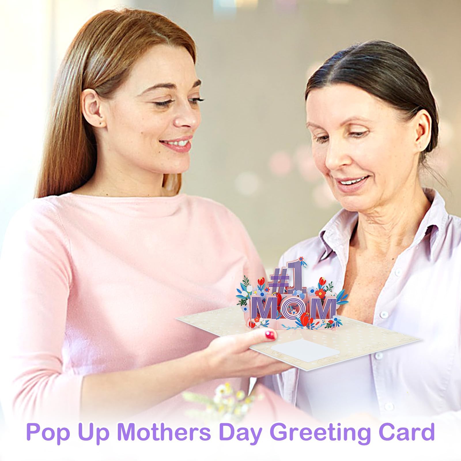 First Mothers Day Card 3D 1st MOM Flower Pop Up Card with Envelope Gift for Mom