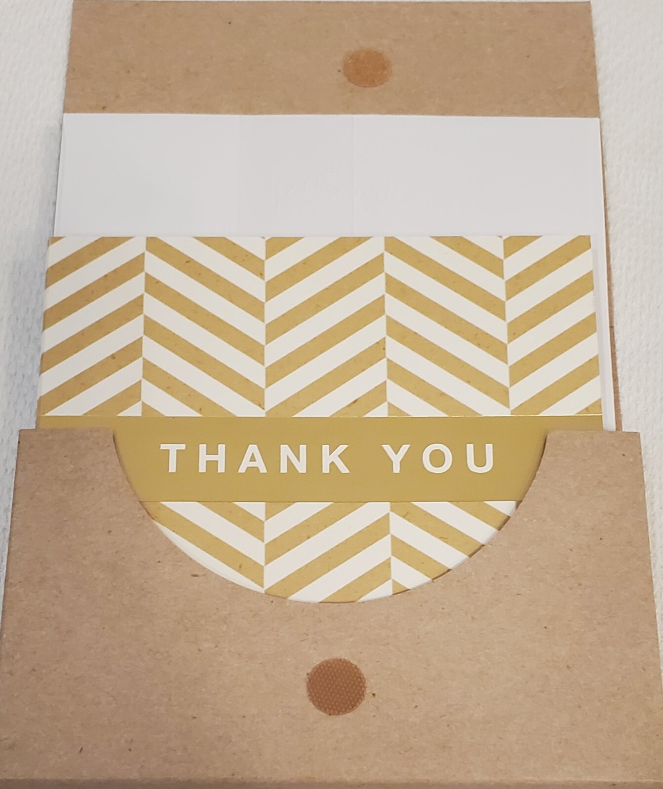 NEW Hallmark – Gold and White Chevron Thank You Note Cards (10 Cards/Envelopes) 