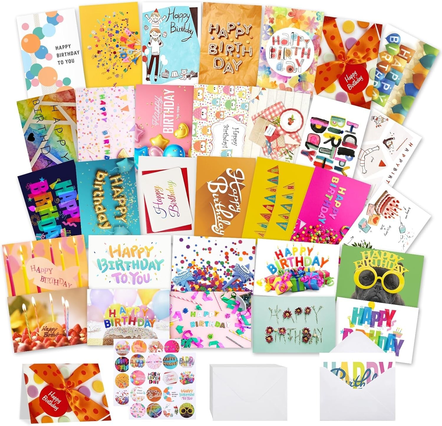 32 PCS Happy Birthday Cards Bulk with Envelopes 4×6 Assorted Birthday Cards