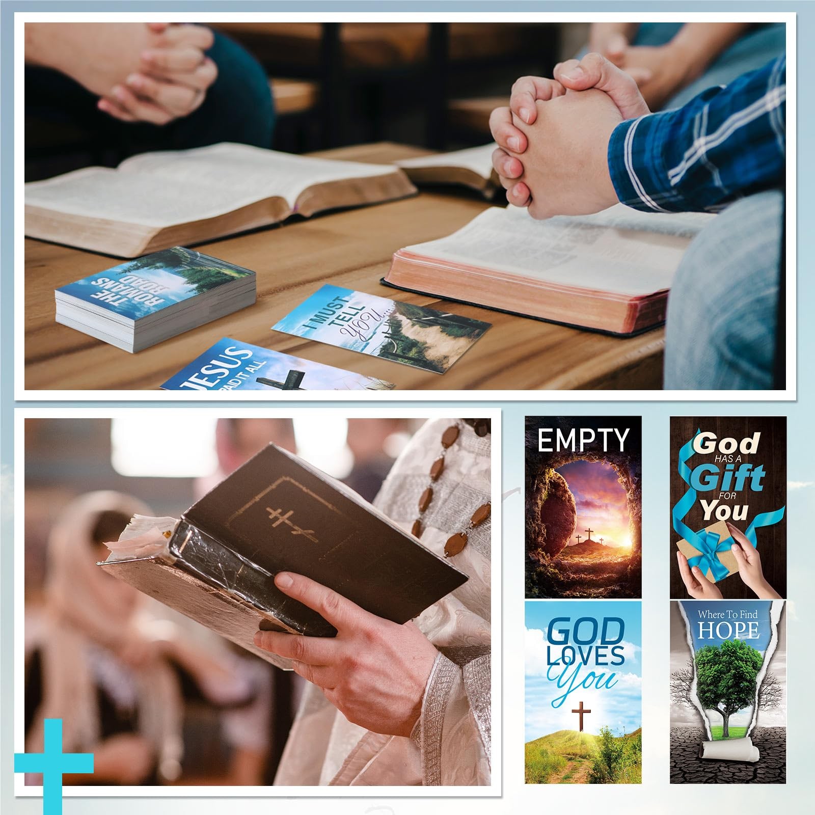 240 PCS Gospel Tract Card 3.5 x 2 Inches 12 Styles Plan of Salvation Cards In