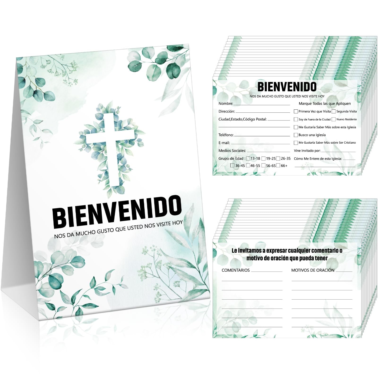 Church Visitor Cards 301 Pcs Double Sided with Welcome Sign – Collect Info