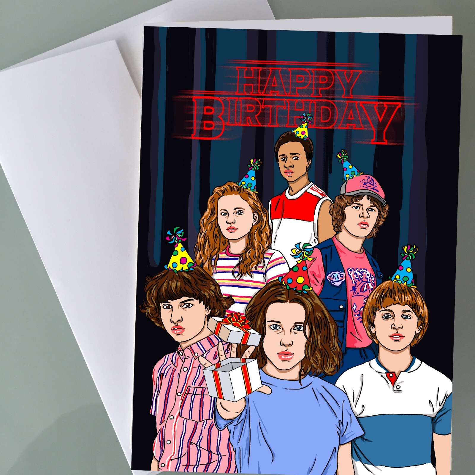 Stranger Things Birthday Card, Funny Birthday Card Girls Fan Art Happy Bday Gift
