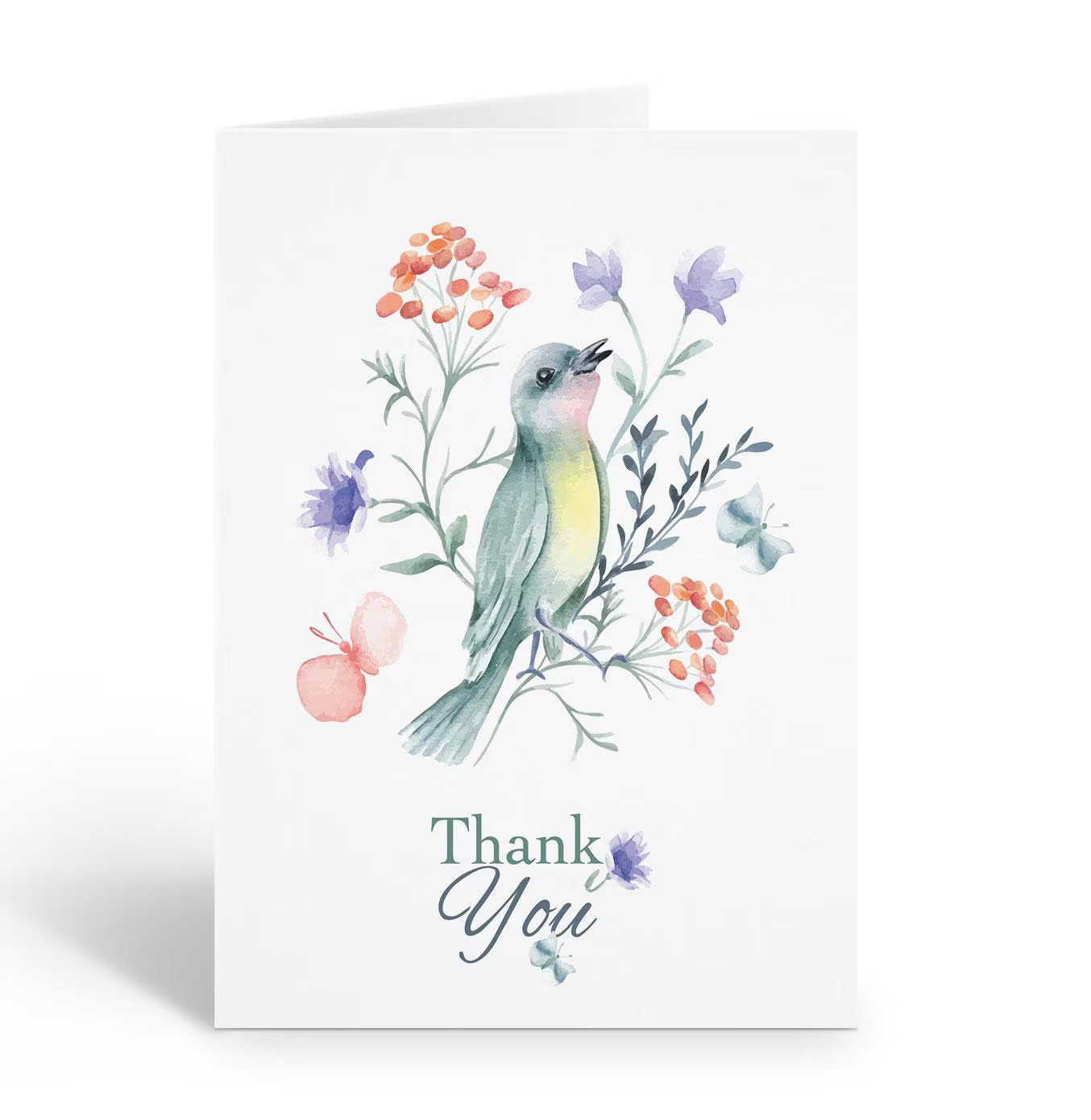 Blue Bird Watercolor Thank You Note Cards – 10 Cardss – 4.25 x 5.5 – B14627