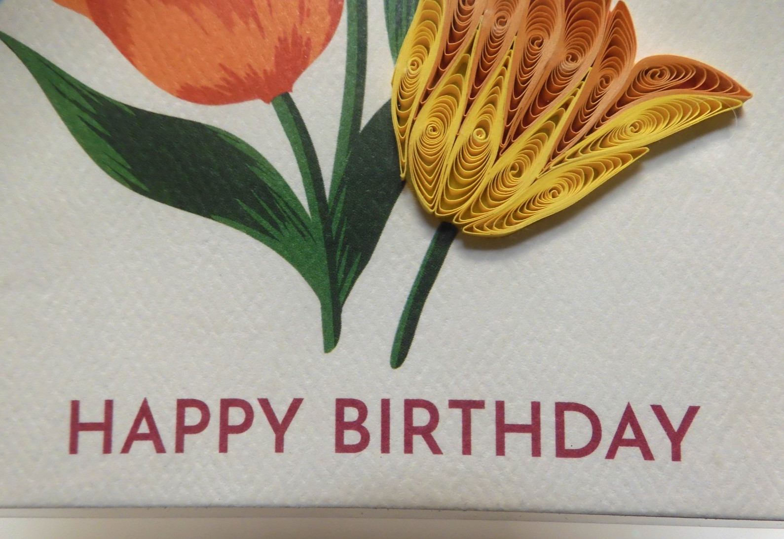 1 Punch Studio Card Quilled Happy Birthday Tulip Flowers Blank Inside