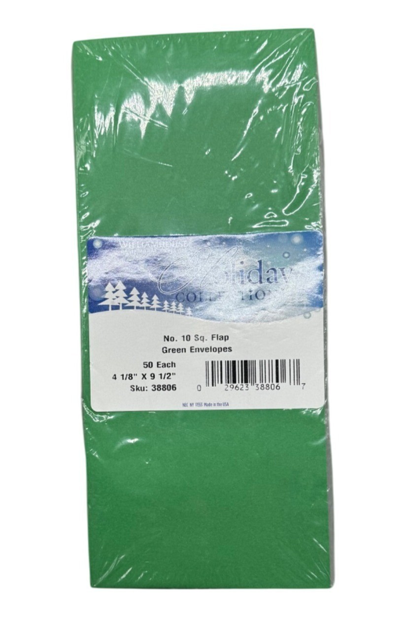 Holiday Collection No. 10 Square Flap Green Envelopes 50 Pack Williamhouse READ