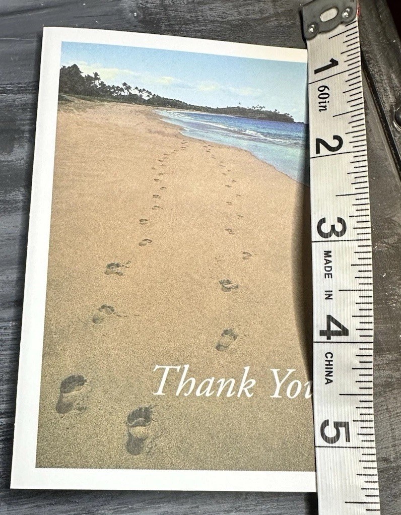 Mark Thomas FootPrints In The Sand Box Of 25 Funeral,Bereavement Thank You Cards