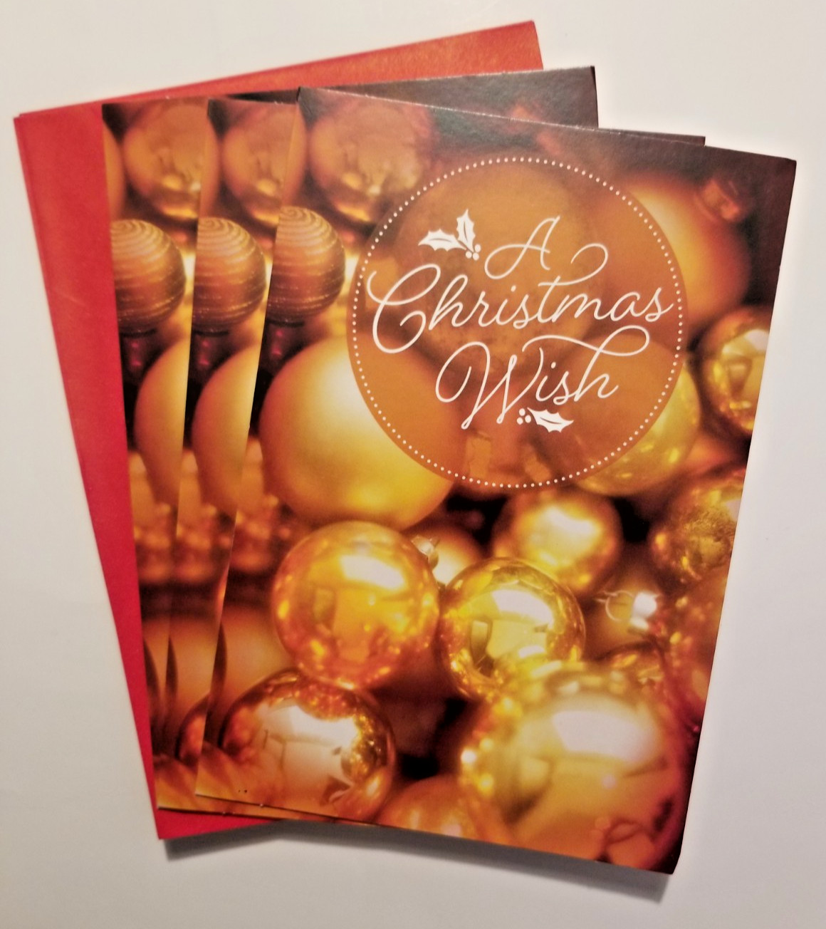 A Christmas Wish Greeting Cards Hallmark Holiday Ornaments Set of 3 + Envelopes