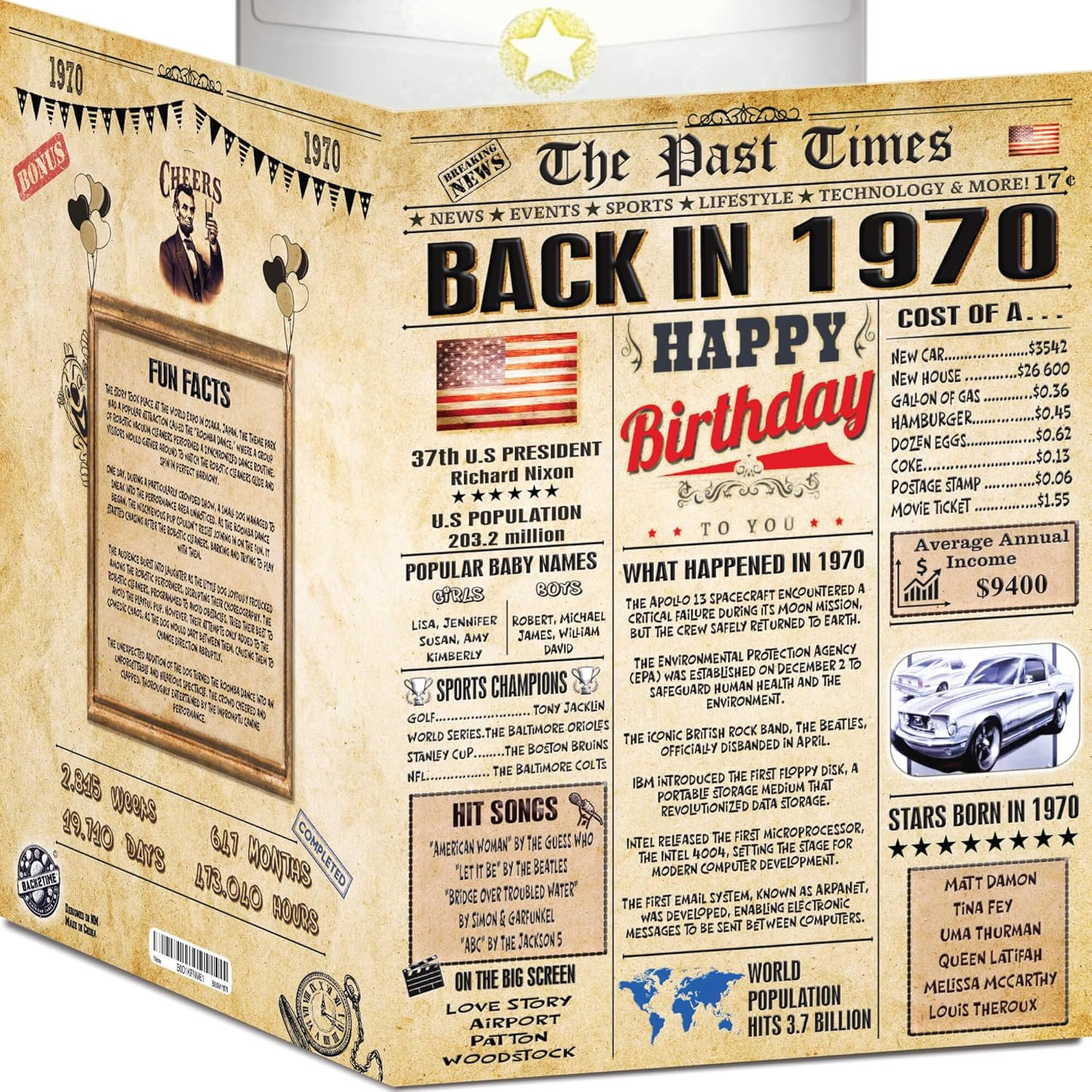56Th Birthday Card for Women Men – Back in 1970 Newspaper – 56 Th Happy