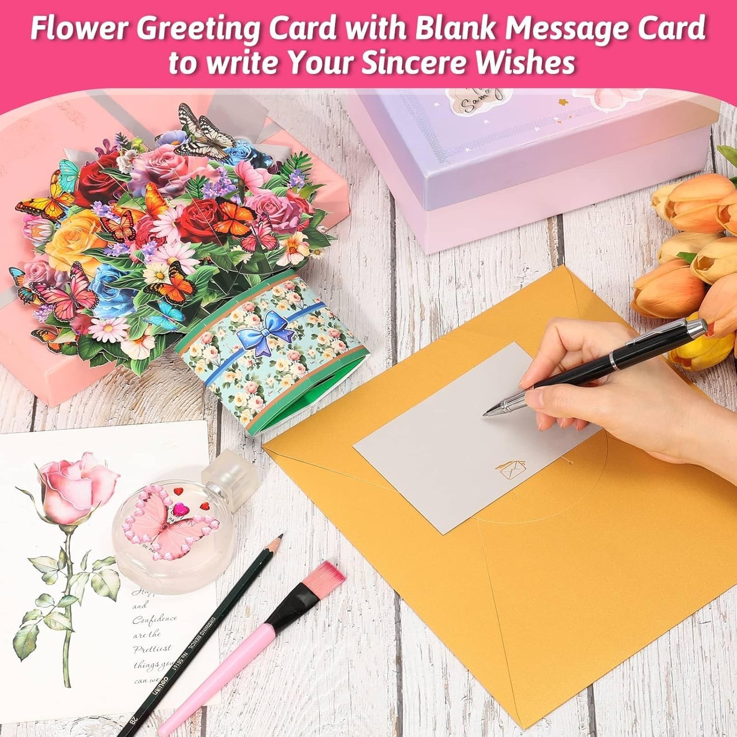 Assorted Flower Bouquet Pop-Up Cards, Perfect for Mother’s Day & More, 8 Count