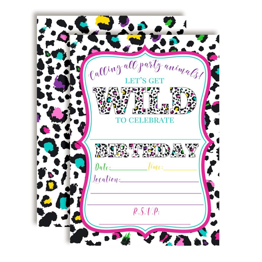 20 PCS 5×7 Inch Lets Get Wild Animal Print Birthday Party Invitation Envelopes