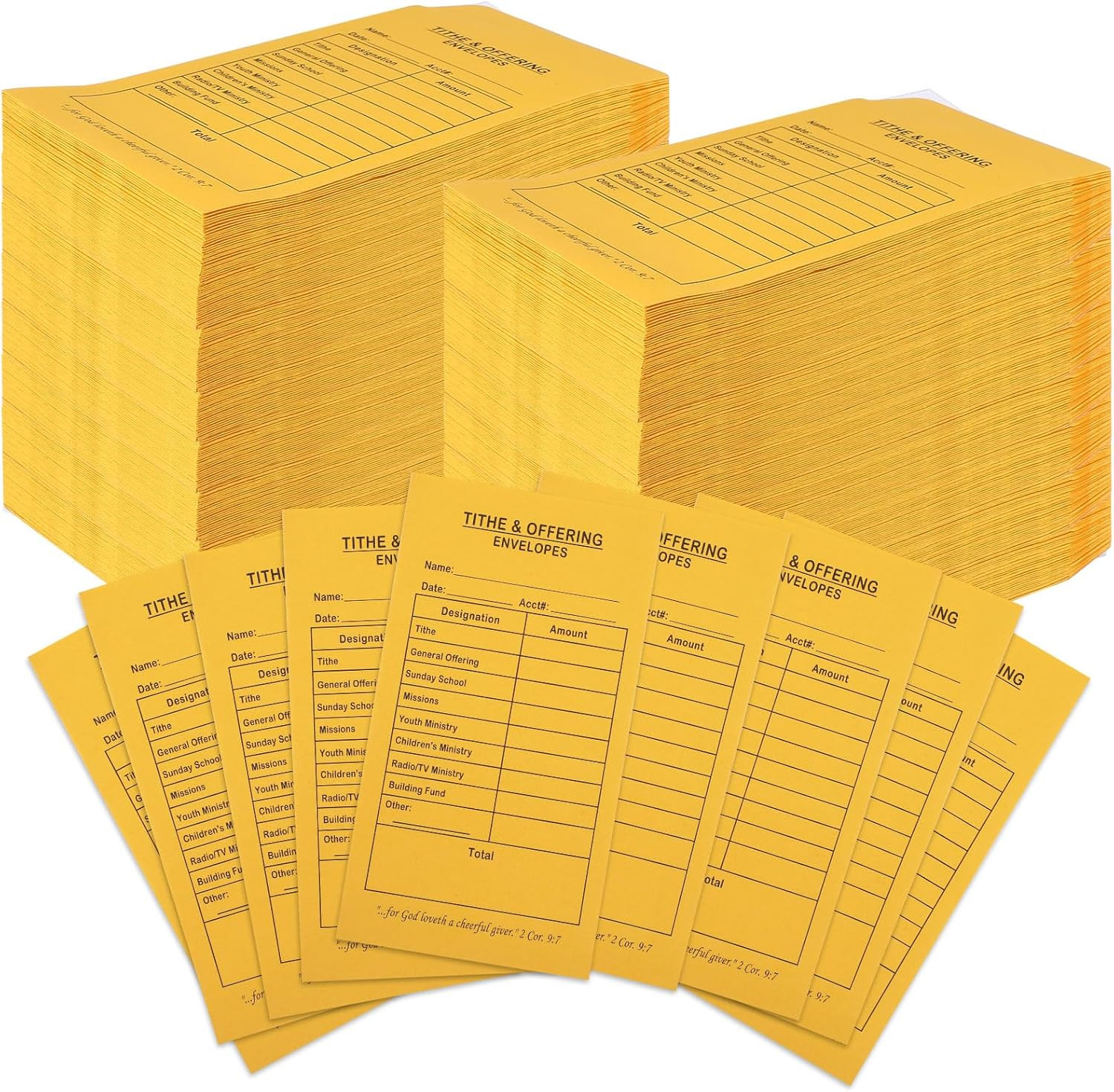 600 Pcs Church Offering Tithe Donation Envelopes 6.5 X 3.5 Inch Golden Paper Tit