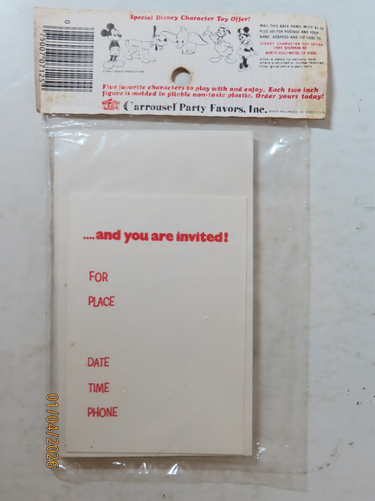 Lot of 2 vintage 1980’s Carrousel Party Favors child’s Birthday Invitations NIP
