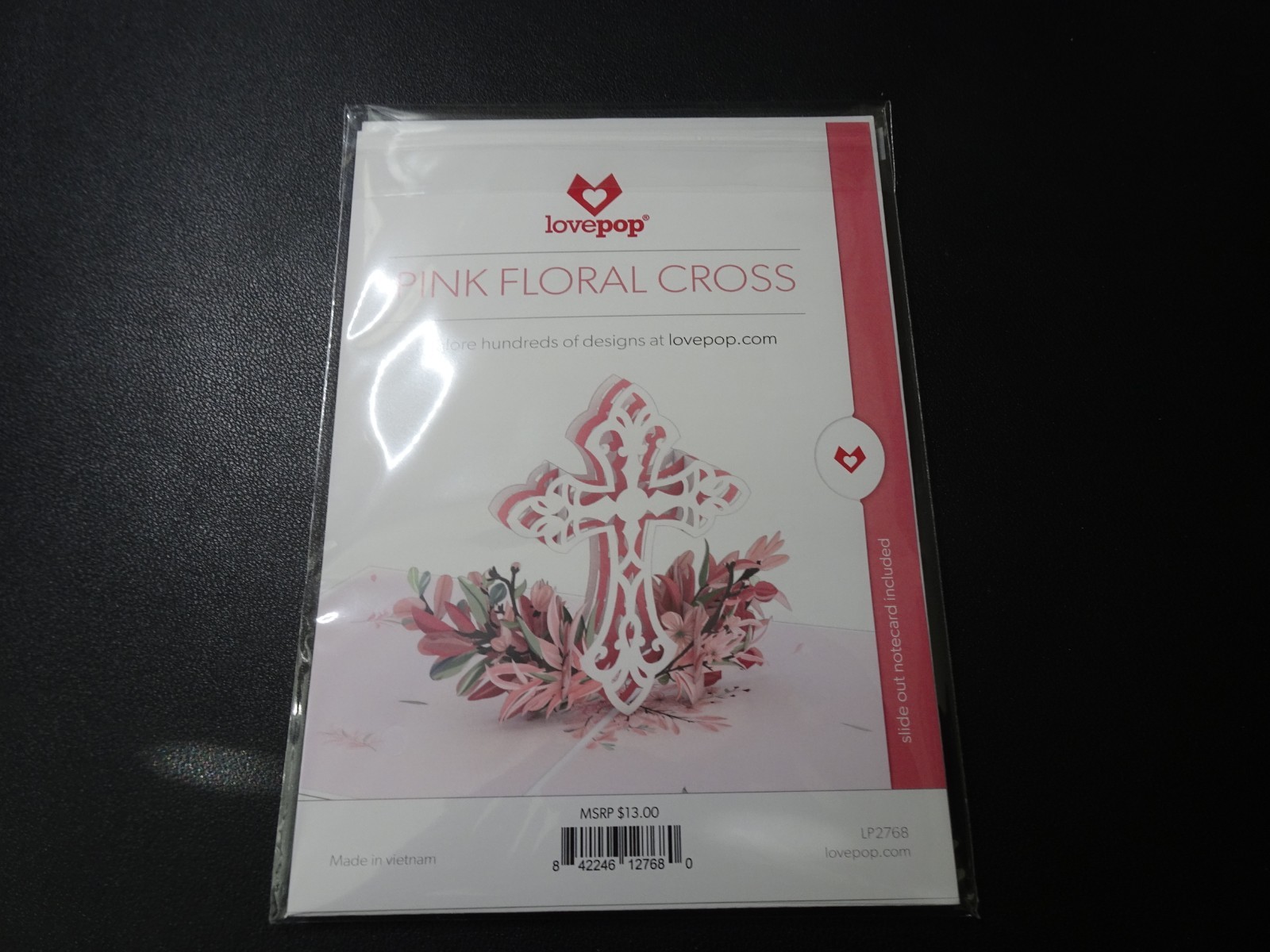 Lovepop Beautiful Pink Floral Cross Pop-Up 3-D Greeting Card
