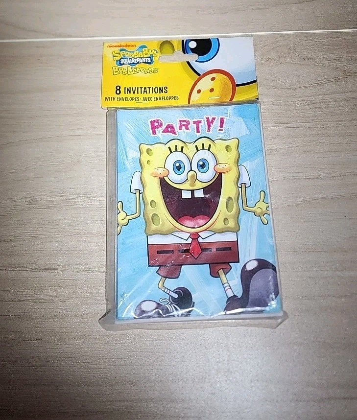 Spongebob Squarepants Nickelodeon Party Invitations (8) 2012 NEW w/ Envelopes