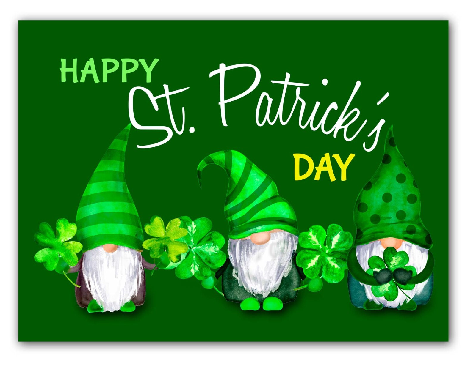 St. Patrick’s Day Gnome Cards-Blank Inside & Envelopes-5.5″x4.25″-12 or 24 Packs