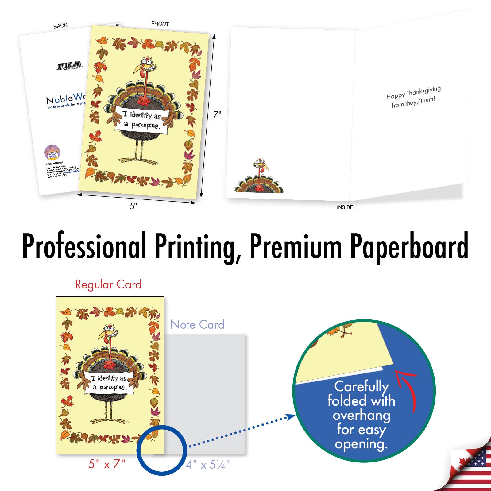 (1 Card) Turkey Identification – Funny Thanksgiving Greeting Card – NobleWorks