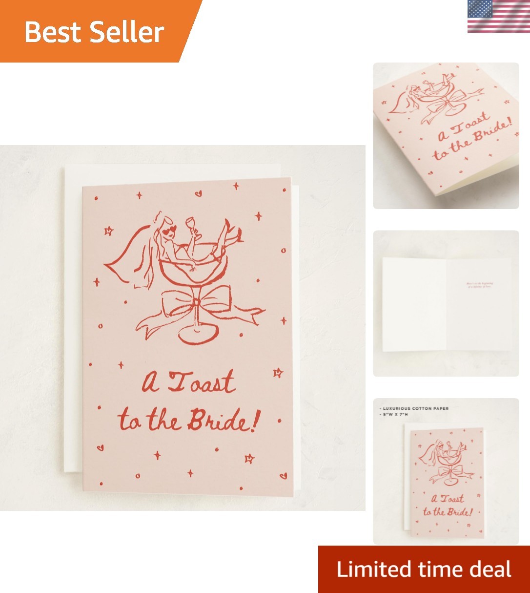 Cheers to Love Bridal Shower Card Fun Bachelorette Wedding Greeting Playful B…