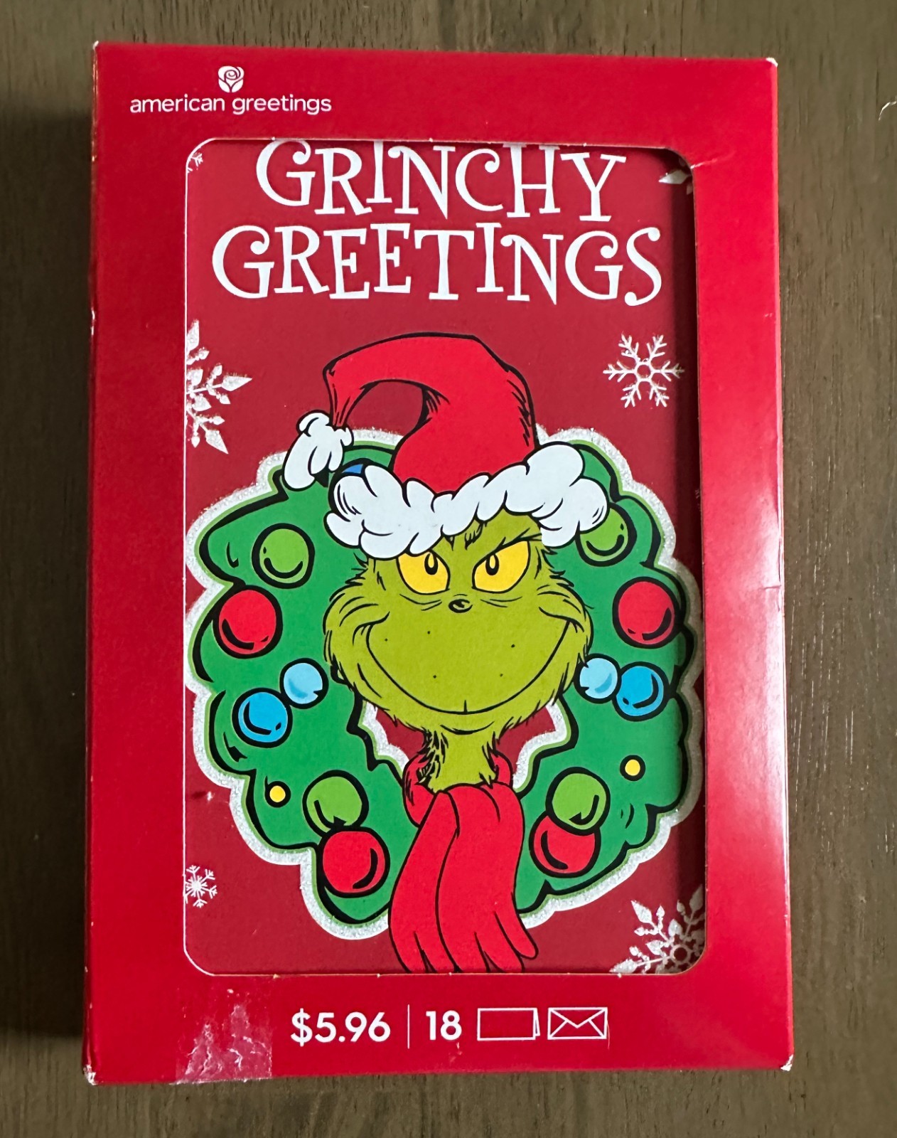 The Grinch ‘Grinchy Greetings’ Christmas Cards Box of 18 American Greetings 2023