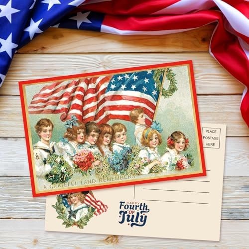 40 Pcs Patriotic Blank Postcards Vintage American Flag Post Cards Assortment 10