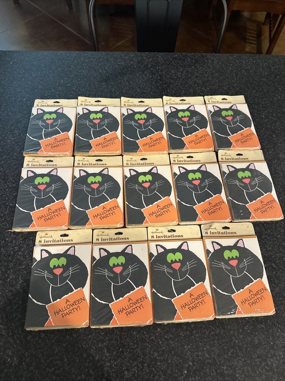 Vtg Hallmark Halloween Party 8 Invitations Black Cat Multiple Packs Available!