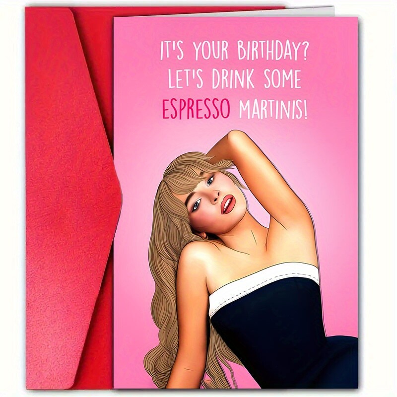 Sabrina Carpenter Card Its Your Birthday Lets Drink Espresso Martinis 7×4.7