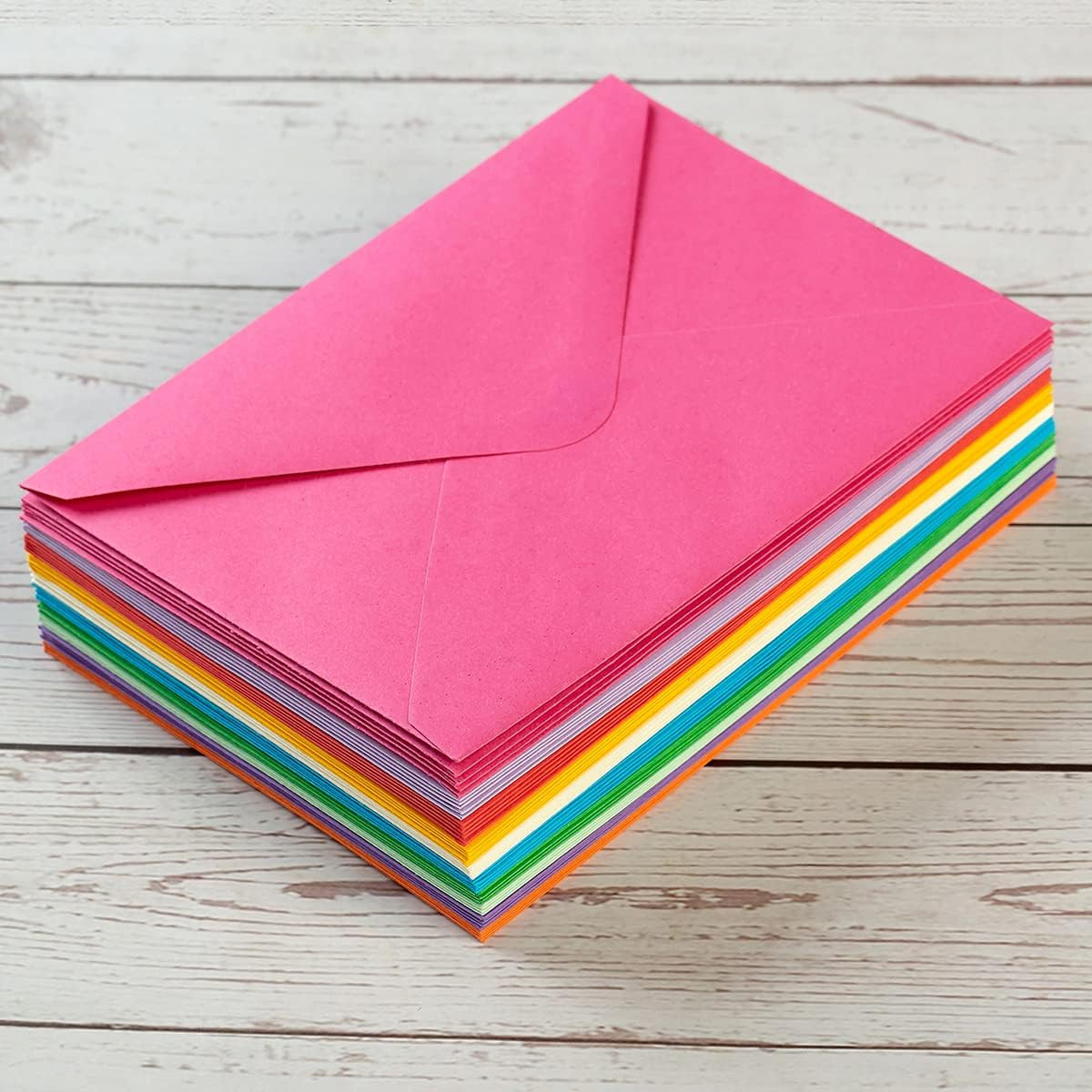 50 Pack A6 Envelopes with Stickers Multicolor, 6 1/2 X 4 3/4 Inches | 4X6 Envelo