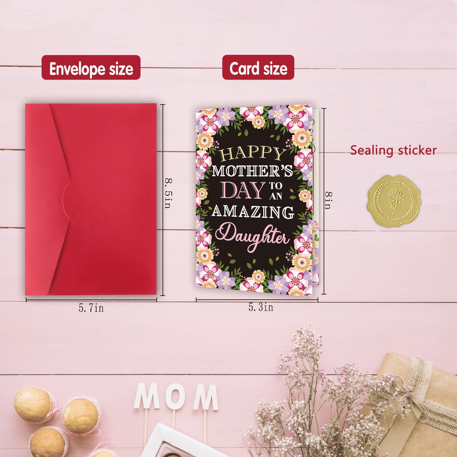 Mother’s Day Card for Daughter – Sweet Floral Mothers Day Card Gift from Mom or