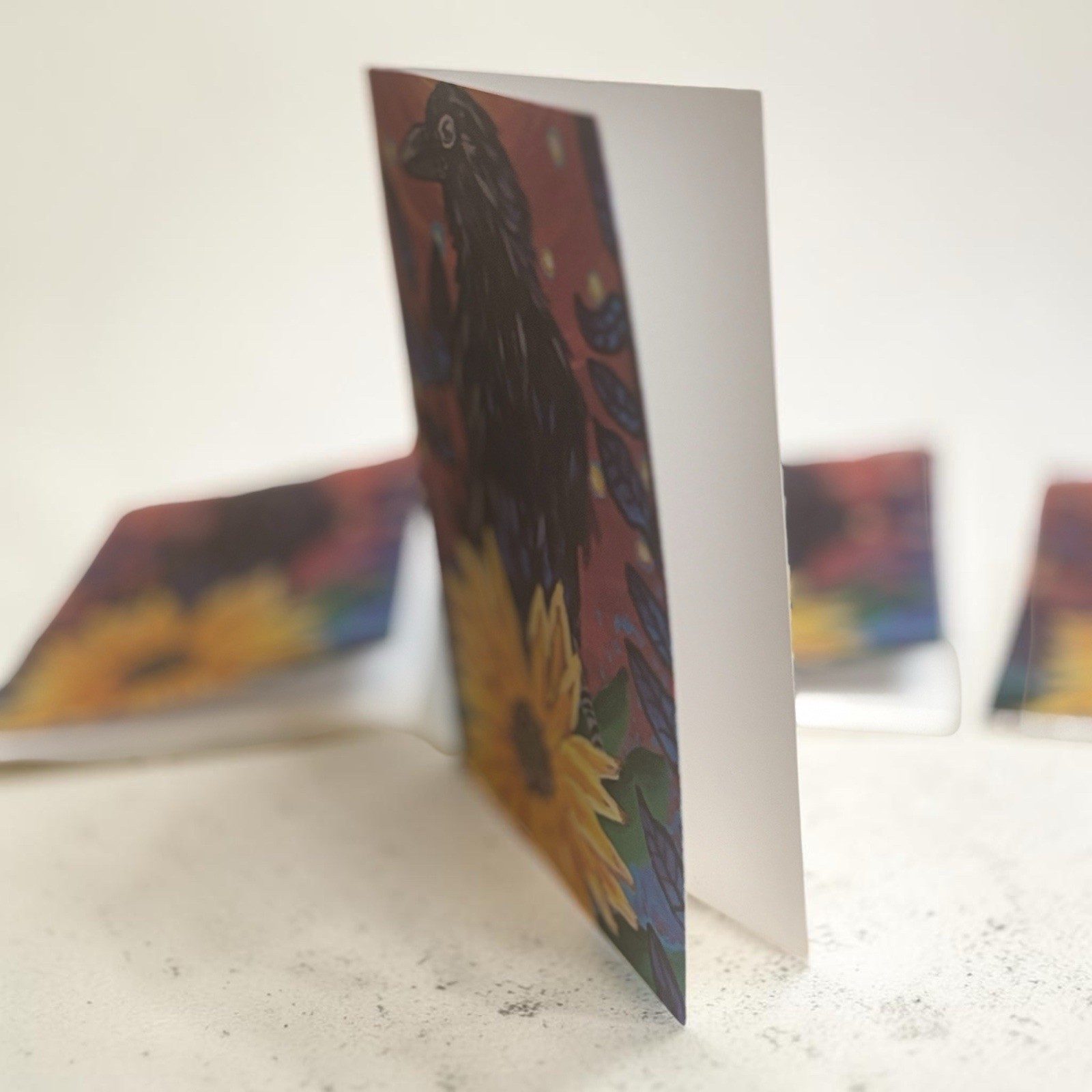 Mystical Raven & Sunflower Greeting Cards 5 Pack Blank Note Cards