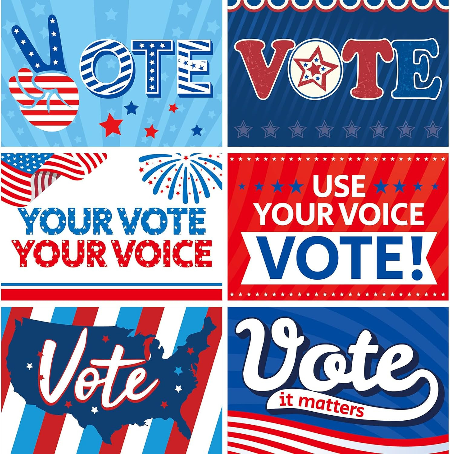 Voter Postcards Patriotic Red White and Blue Encouraging Voting Cards for Ele…