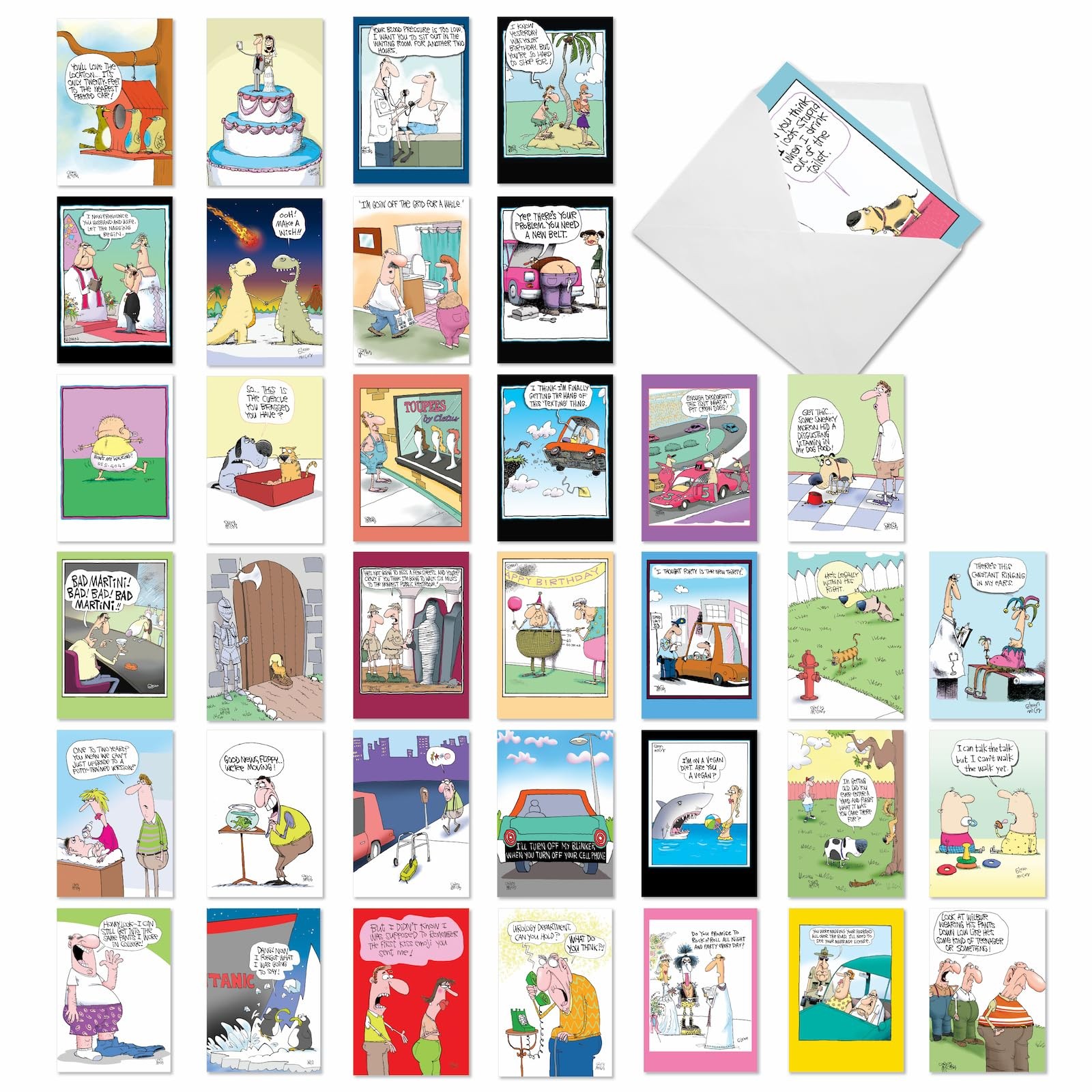 – 36 Assorted Funny Mixed Occasions Greeting Cards Bulk Box Set with Envelope…
