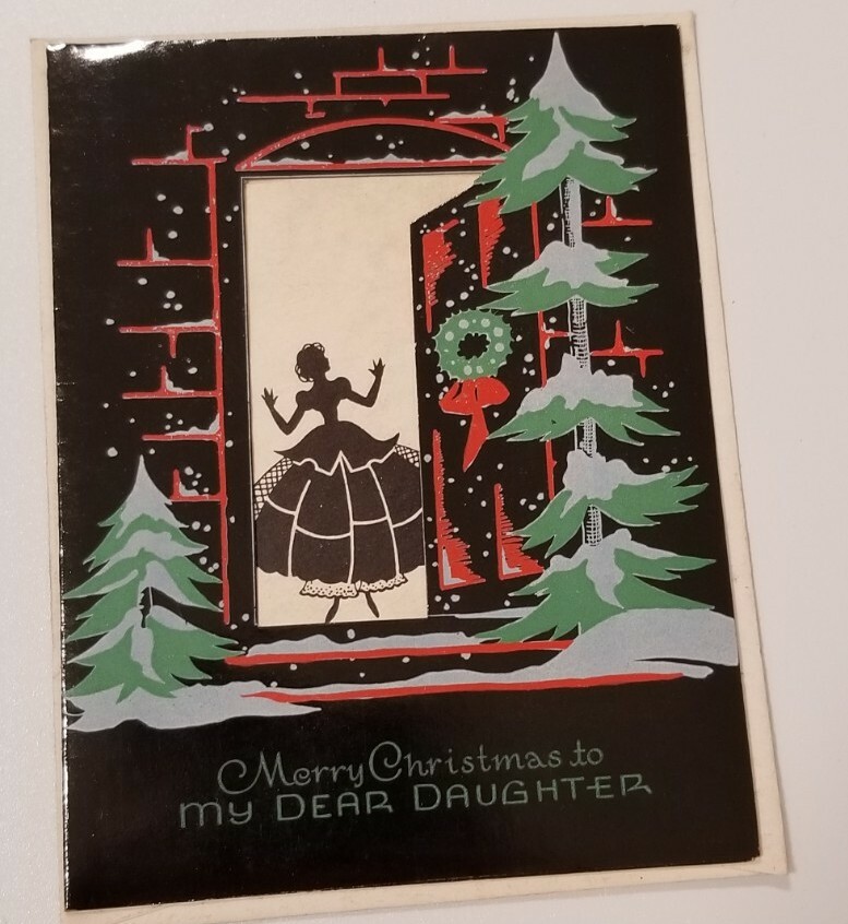 Antique Vintage Christmas card for Father Dad Home Unused Art Deco NOS
