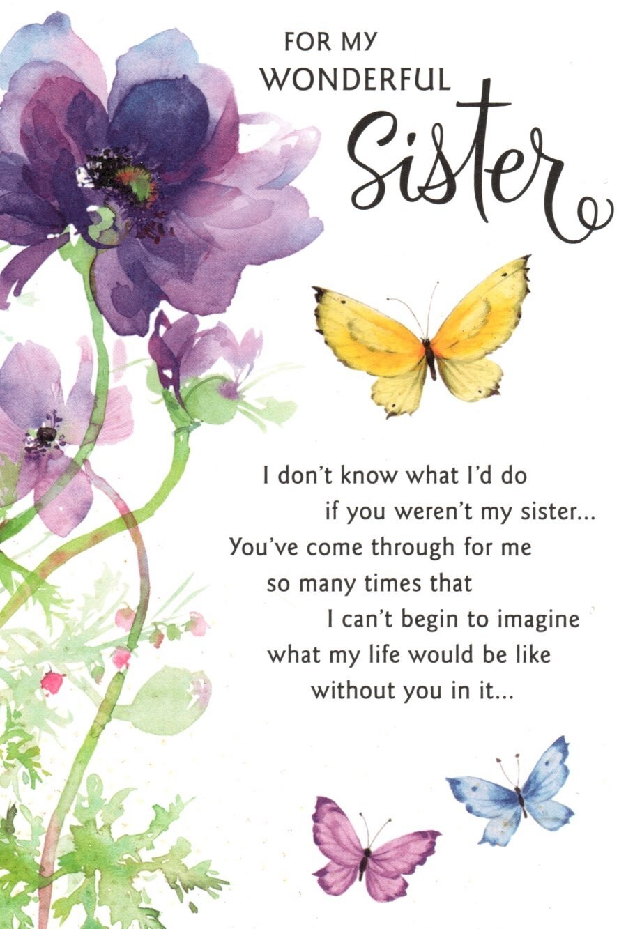 Happy Birthday Sister Butterfly Butterflies Watercolor Hallmark Greeting Card